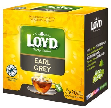 Klasyczna Czarna Herbata Ekspresowa Black Tea Earl Grey Bergamotka 20T LOYD