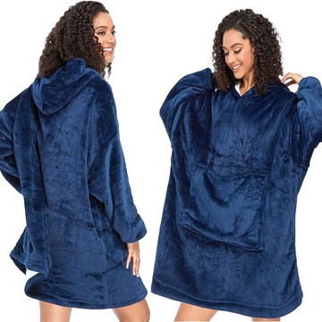 Ciepła Bluza Oversize XXL Koc Włochacz Futrzak 2w1 GRUBA szlafrok PREZENT