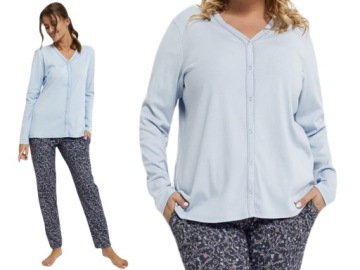 Piżama damska Italian Fashion SAJNA niebieska Rozpinana L