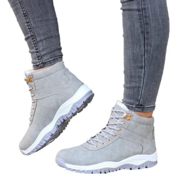 BUTY ZIMOWE TRAPERY SPORTOWE OCIEPLANE ŚNIEGOWCE SZARE BOTKI 37