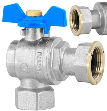 ZAWÓR KULOWY KĄTOWY Z PÓŁŚRUBUNKIEM 3/4x3/4 GW/GW