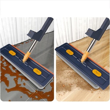 БОЛЬШАЯ ПЛОСКАЯ ВРАЩАЮЩАЯСЯ ТЕЛЕСКОПИЧЕСКАЯ НАПОЛЬНАЯ ШВАБРА С 6 ПОСАДКАМИ ИЗ МИКРОФИБРЫ