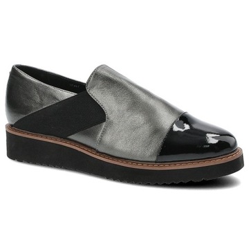Srebrne Półbuty Lamelia Damskie Eleganckie Buty
