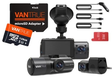 REJESTRATOR VANTRUE N4 3CH TRZY KAMERY TAXI + KARTA VANTRUE 128GB