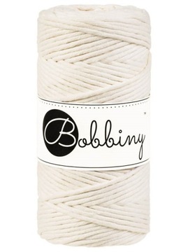 Sznurek makrama Bobbiny 3mm skręcany Naturalny