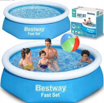 BASEN OKRĄGŁY DMUCHANY OGRODOWY BESTWAY 183 cm + PIŁKA DMUCHANA GRATIS