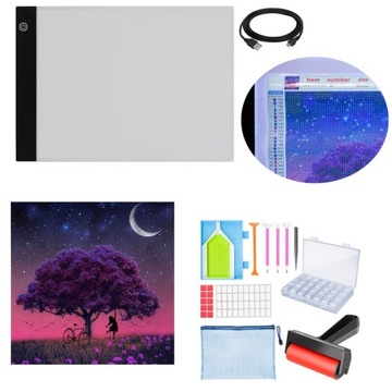 TABLICA LED Z AKCESORIAMI + HAFT DIAMENTOWY DRZEWO