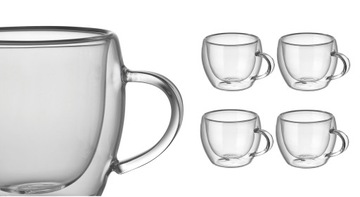 SZKLANKI TERMICZNE Z UCHEM DO ESPRESSO 4 x 90ml