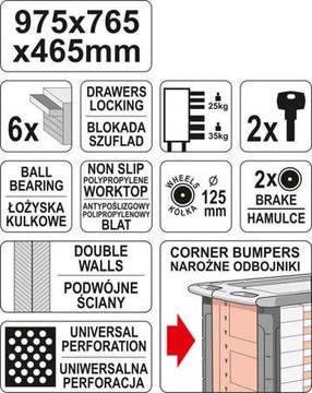 СЕРВИСНЫЙ ШКАФ С 6 ЯЩИКАМИ