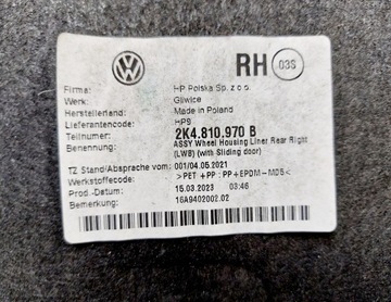 FORD CONNECT TOURNEO MK3 CADDY 2K7 23R. PODBĚH PRAVÝ ZADNÍ 2K4810970B