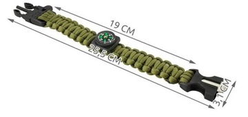 Bransoletka PARACORD survival 5w1 linka nóż kompas