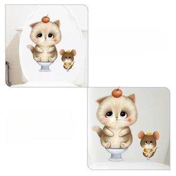 NAKLEJKI NA DESKĘ TOALETOWĄ NAKLEJKI NA ŚCIANĘ KOT POKRYWA 2 ARKUSZE