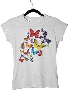 Koszulka T-shirt Damski MOTYLE WZORY- L