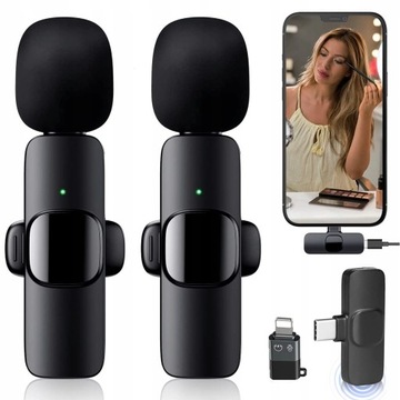 2 БЕСПРОВОДНЫХ МИКРОФОНА USB-C LIGHTNING ANDROID IOS