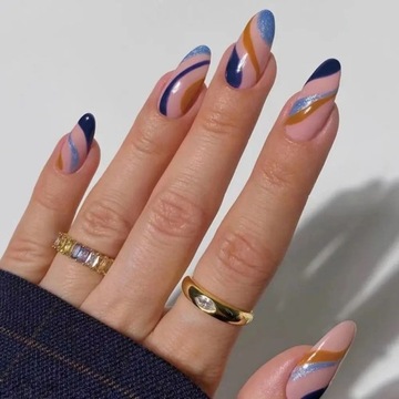 24 szt. Tipsy Coloful Press on Nails Full Cov