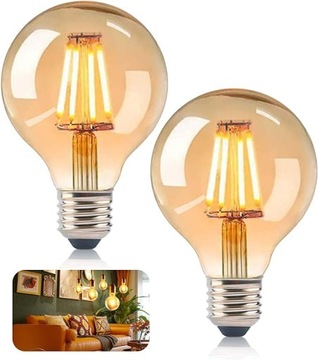 ŻARÓWKA ŻARÓWKI VINTAGE 2 SZT LED 4W E27 G80