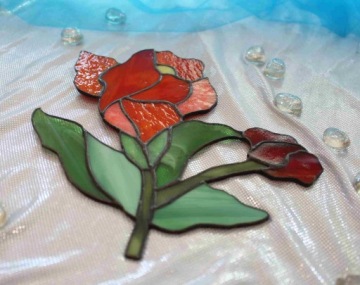 Цветочный витраж подарок ко дню матери, красная бабушка