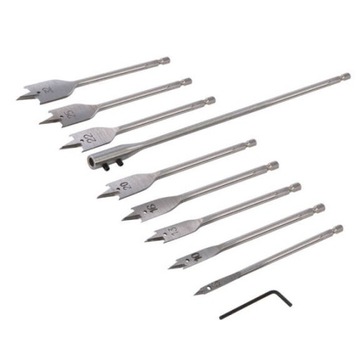 Wiertła łopatkowe z przedłużką 10 szt. 6 - 32 mm