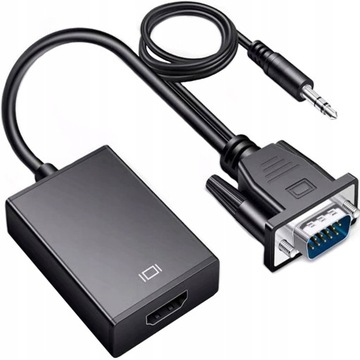 KABEL ADAPTER VGA HDMI FULL HD D-SUB PRZEWÓD AUDIO