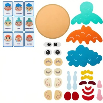 РАЗВИВАЮЩИЙ ПАЗЛ ДЛЯ ДЕТЕЙ НА ЛИПУЧКЕ ЭМОЦИИ ФОРМИРУЙ ЛИЦО СДЕЛАЙ МЫШКУ 39 деталей