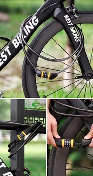 Zapięcie zabezpieczenie rowerowe mocne długi rozmiar 2 metry na szyfr