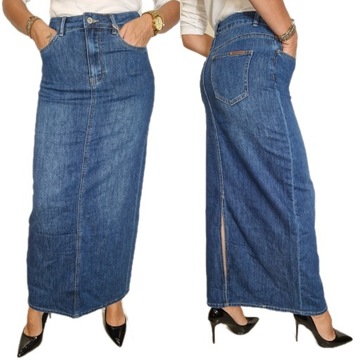 SPÓDNICA JEANSOWA FIRMY BLUE SHADOW DŁUGA WYSZCZUPLAJĄCA ROZ. 36