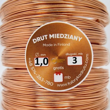 Drut Miedziany Modelarski miękki 1 mm - 3m