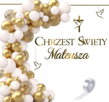 Balony dekoracje na CHRZEST KRZYŻ baner + IMIĘ