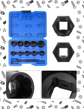 НАБОР НАСАДОК ДЛЯ ПОВРЕЖДЕННЫХ БОЛТОВ И ГАЙОК + КОРПУС