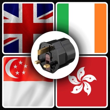 ДОРОЖНЫЙ АДАПТЕР АДАПТЕР ЕС РОЗЕТКА АНГЛИЯ ПОЛЬША ЧЕРНЫЙ ПРЕДОХРАНИТЕЛЬ