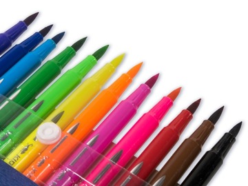 KIDEA FLAMASTRY PISAKI DWUSTRONNE PĘDZELKOWE 12 kolorów