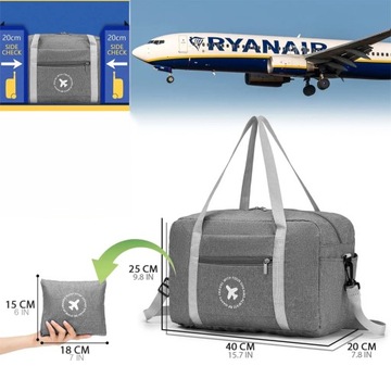 ДОРОЖНАЯ СУМКА СУМКА ДЛЯ САМОЛЕТА РУЧНАЯ КЛАДИ СКЛАДНАЯ ВОДОНЕПРОНИЦАЕМАЯ RYANAIR 40X20X25CM