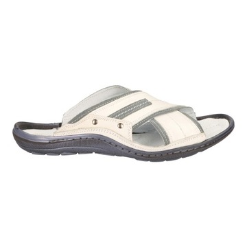 KLAPKI MĘSKIE SKÓRZANE MEDARD R42 BIAŁE POLSKIE