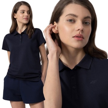 KOSZULKA DAMSKA 4F POLO T-SHIRT POLÓWKA BAWEŁNIANA ODDYCHAJĄCA SS24F132