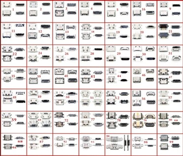 Zestaw gniazd micro USB różne typy 50 szt