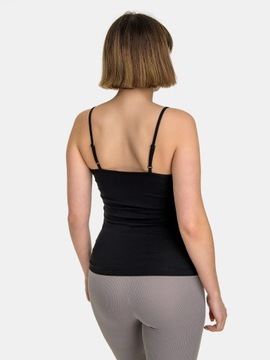 BLUZKA TOP KOSZULKA DAMSKA GŁADKA RAMIĄCZKA ELASTYCZNA BAWEŁNIANA CZARNA M