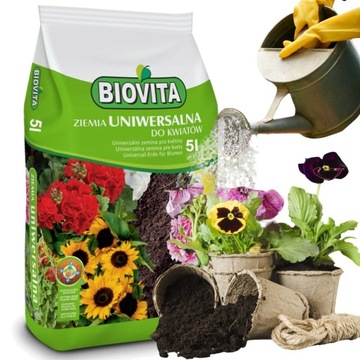 ZIEMIA UNIWERSALNA DO KWIATÓW BIOVITA 5 LITRÓW Z NAWOZEM