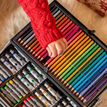 НАБОР ДЛЯ РИСОВАНИЯ ДЛЯ ДЕТЕЙ ЦЕНЦИЛИ РУЧКИ ДЛЯ КРАСОК ПАСТЕЛЬ ЧЕМОДАН