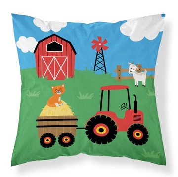 Traktor farma wieś poszewka na poduszkę 40X40