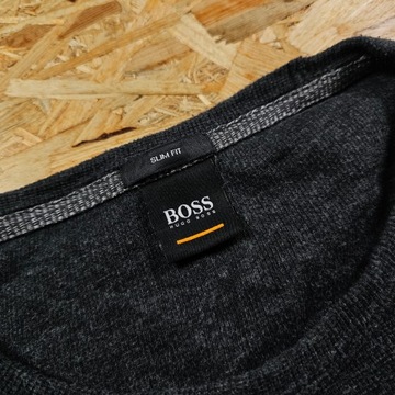 Sweter w Splot HUGO BOSS Szare Męski Elegancki Nowy Model Casual L