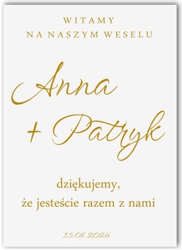 tablica powitalna Witamy na weselu Dziękujemy ścianka na ściankę imię 70x50