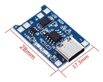 Модуль BMS, зарядное устройство для литий-ионных аккумуляторов 18650 TP4056 USB-C 5V 1A / 0032