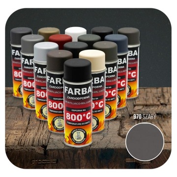 FARBA ŻAROODPORNA W SPRAYU DO GRILLA KOMINKA PIECA 400 ML HANSA SZARY