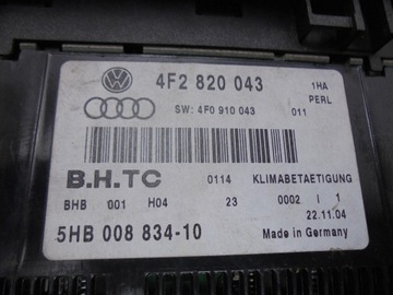 PANEL KLIMATIZACE 4F2820043 AUDI A6 C6