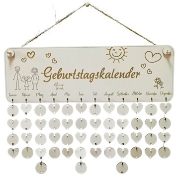 Drewniany rodzinny kalendarz ścienny (DE) 45cm