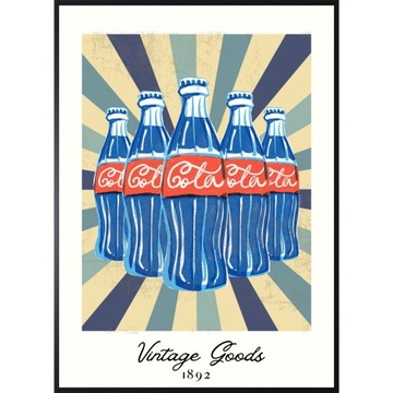 PLAKAT 40x50 STYL RETRO VINTAGE BAR PUB BUTELKI COLA RESTAURACJA KOLA