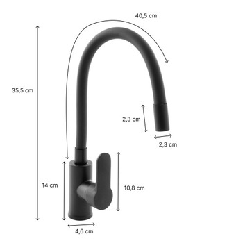 Смеситель для кухни, гибкий излив, однорычажный смеситель, черный