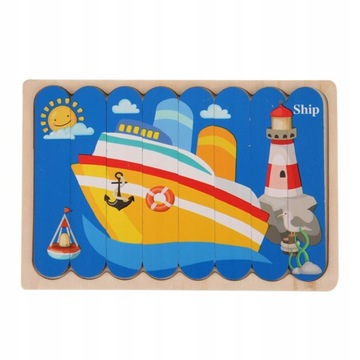 Drewniane dwustronne puzzle Toy Strip Shape
