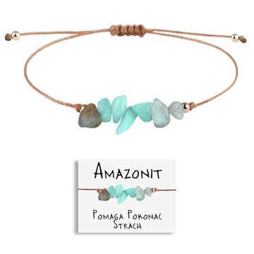 BRANSOLETKA DAMSKA KAMIEŃ AMAZONIT AMULET ODWAGI