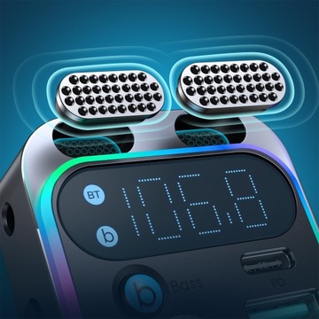 АВТОМОБИЛЬНЫЙ FM-ПЕРЕДАТЧИК BLUETOOTH FM С ЗАРЯДНЫМ УСТРОЙСТВОМ USB/USB C 48 Вт PD QC